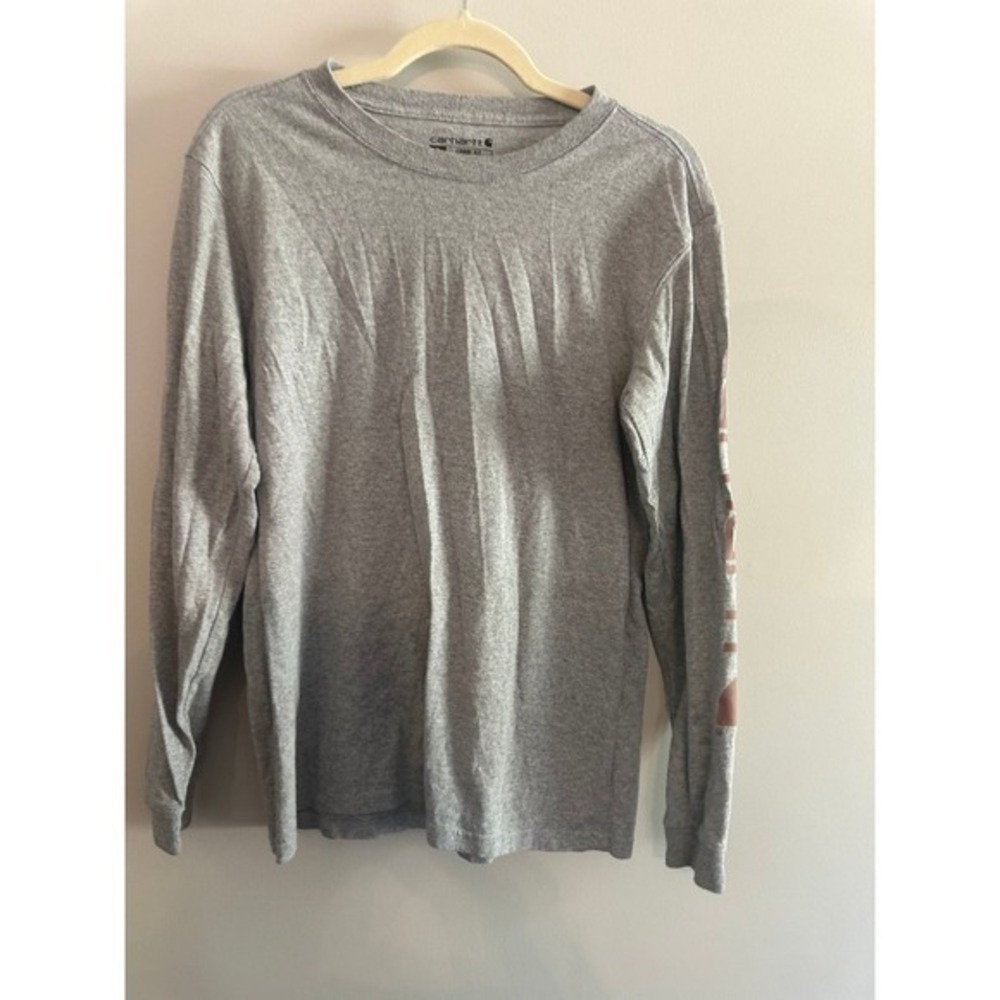Carhartt Loose Fit Gray Long Sleeve Graphic Tee Shirt Men's Small